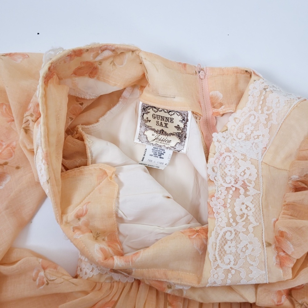 70s Gunne Sax by Jessica McClintock Maxi Dress Size XS 9 Orange Floral Boho - Picture 15 of 16